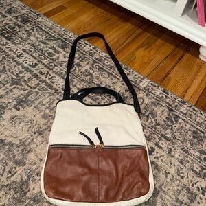Fossil Brown and Cream Crossbody Bag